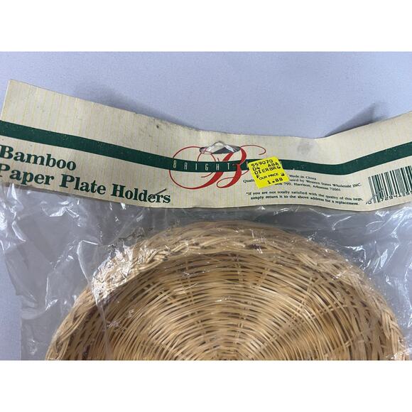 Vintage Bright Idea Bamboo Paper Plate Holders Set of 4 NWOT - Picture 2 of 3